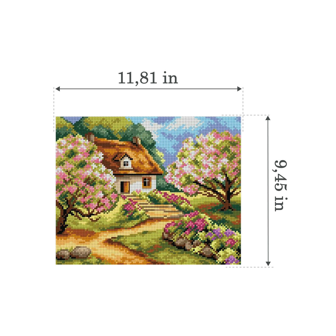 Needlepoint canvas for halfstitch without yarn Spring Road 2497H - Printed Tapestry Canvas