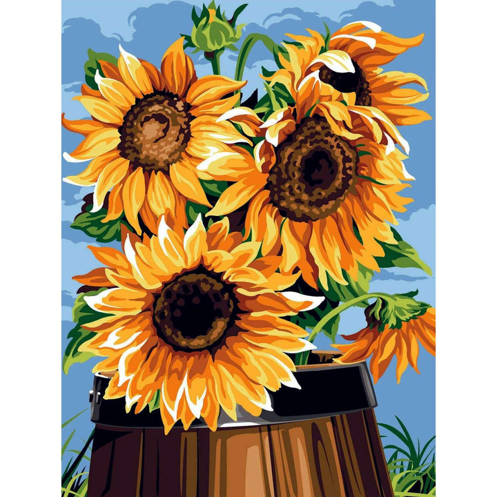 Needlepoint canvas for halfstitch without yarn The Barrel Canvas Sunflowers SE926.332 Seg De Paris Printed Tapestry Canvas
