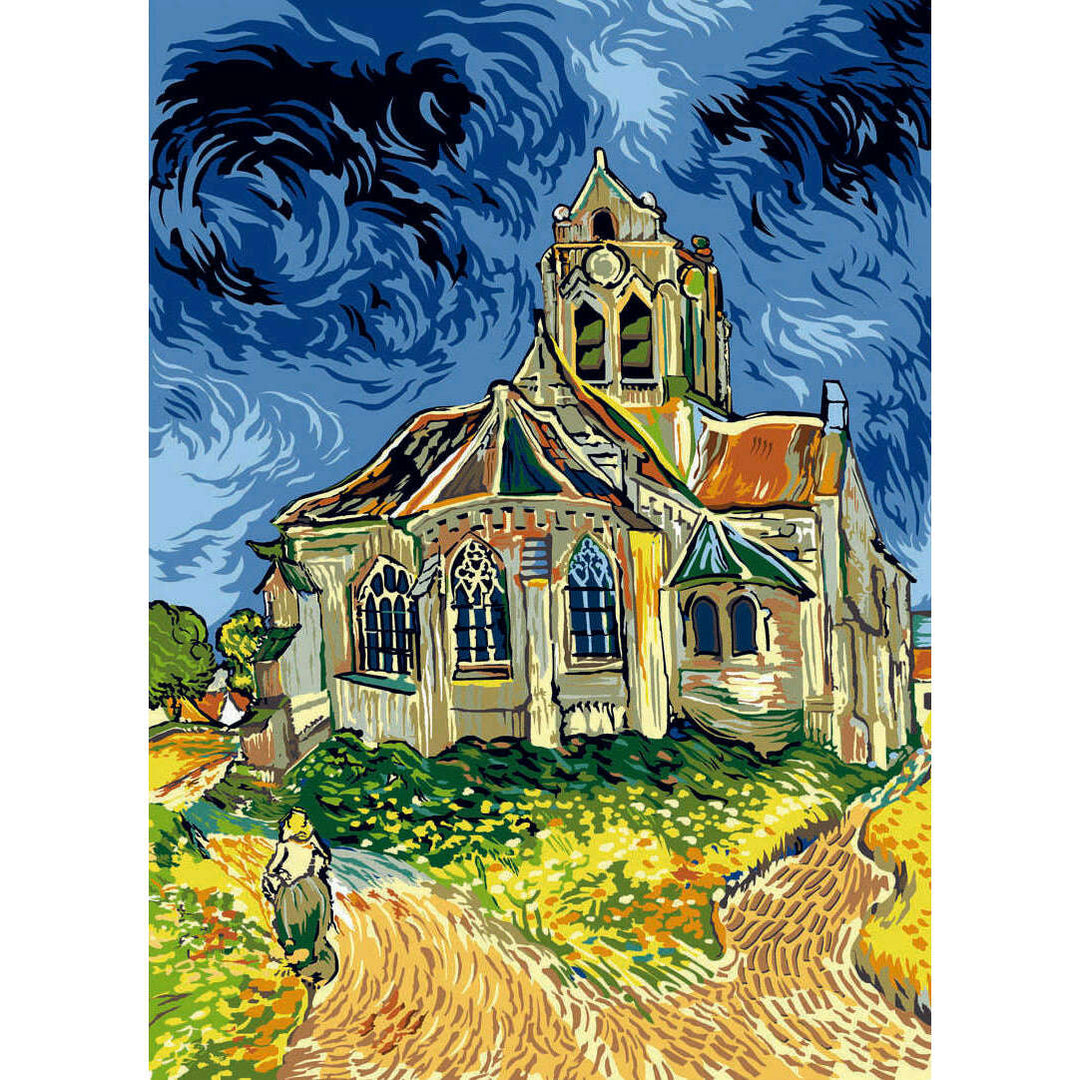 Needlepoint canvas for halfstitch without yarn The Church Of Auvers-Sur-Oise SE929.502 Seg De Paris Printed Tapestry Canvas