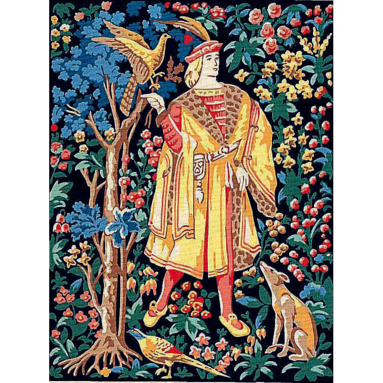Needlepoint canvas for halfstitch without yarn The Falconer MRC1531148 Margot de Paris Printed Tapestry Canvas