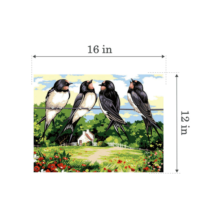 Needlepoint canvas for halfstitch without yarn The Swallows SE926.288 Seg De Paris Printed Tapestry Canvas