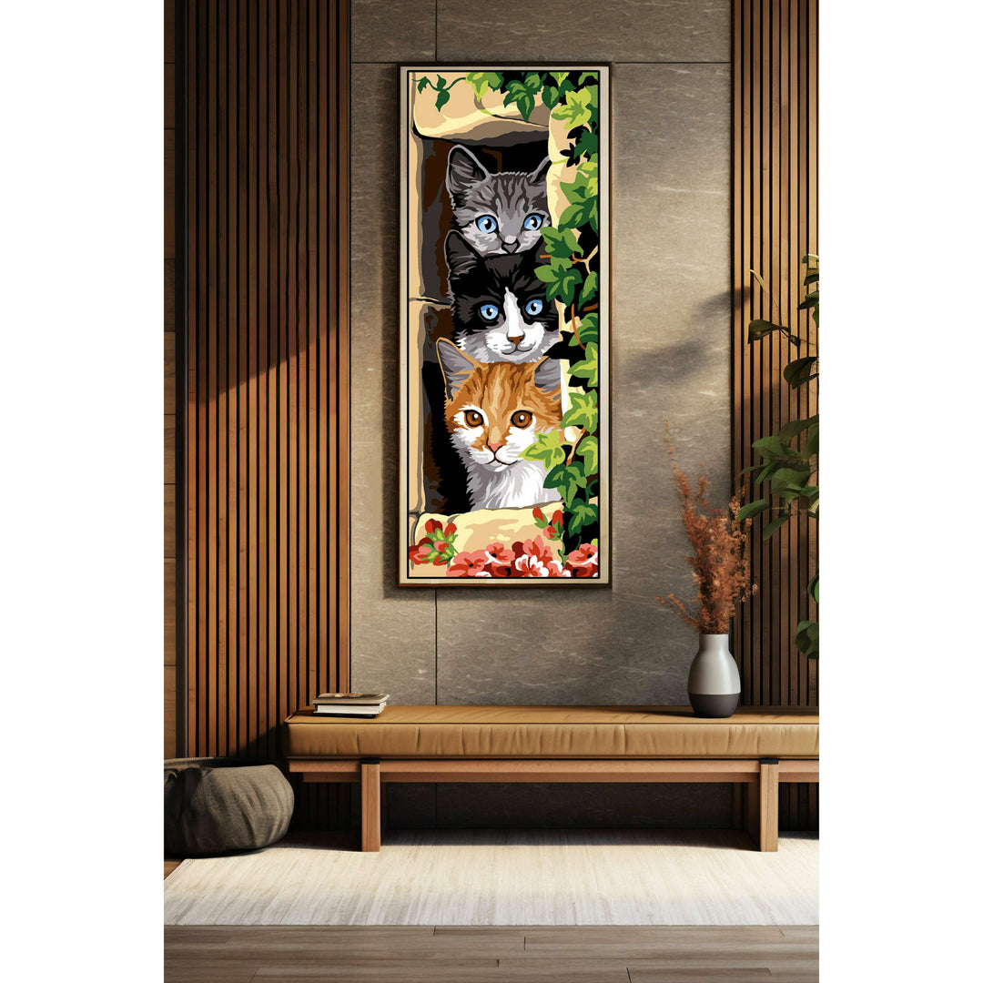 Needlepoint canvas for halfstitch without yarn The Three Cats SE950.168 Seg De Paris Printed Tapestry Canvas