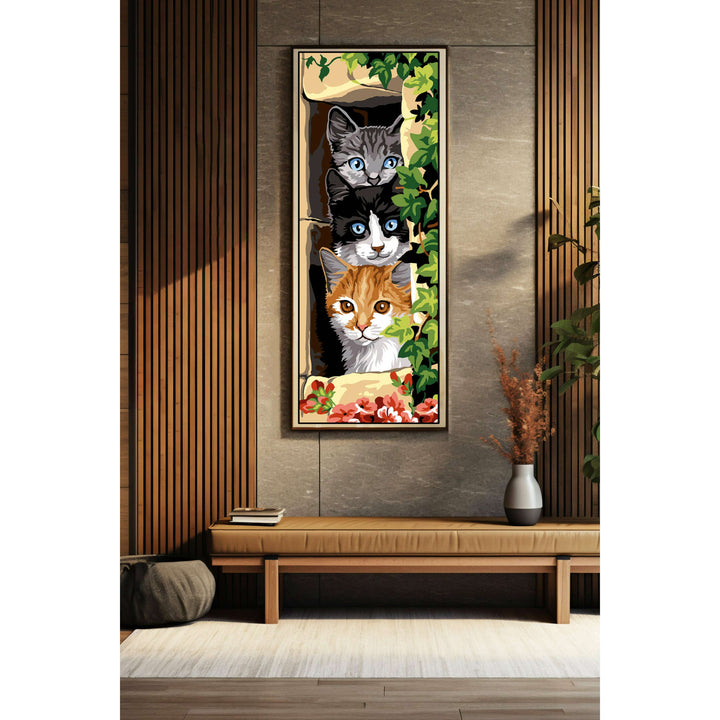Needlepoint canvas for halfstitch without yarn The Three Cats SE950.168 Seg De Paris Printed Tapestry Canvas
