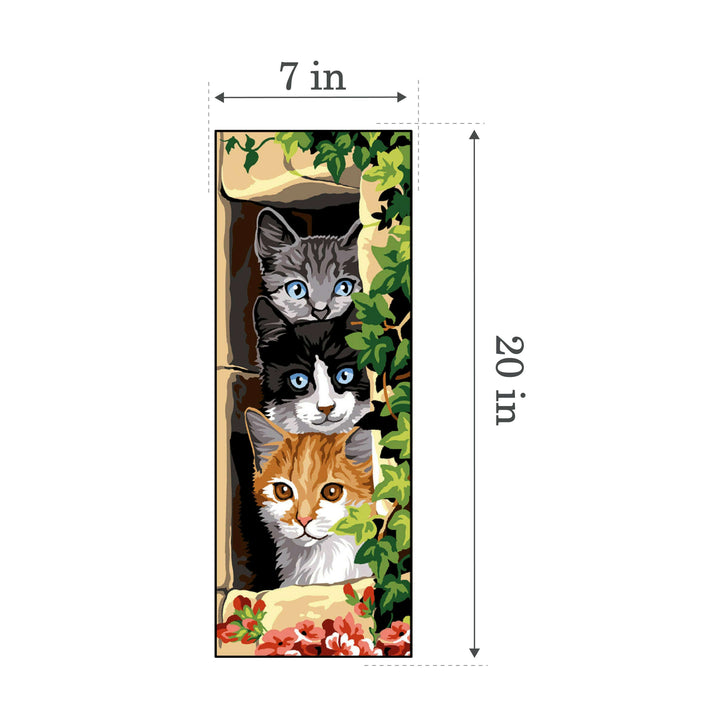 Needlepoint canvas for halfstitch without yarn The Three Cats SE950.168 Seg De Paris Printed Tapestry Canvas