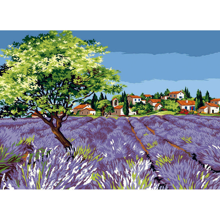 Needlepoint canvas for halfstitch without yarn The Village Olive Tree SE929.631 Seg De Paris Printed Tapestry Canvas