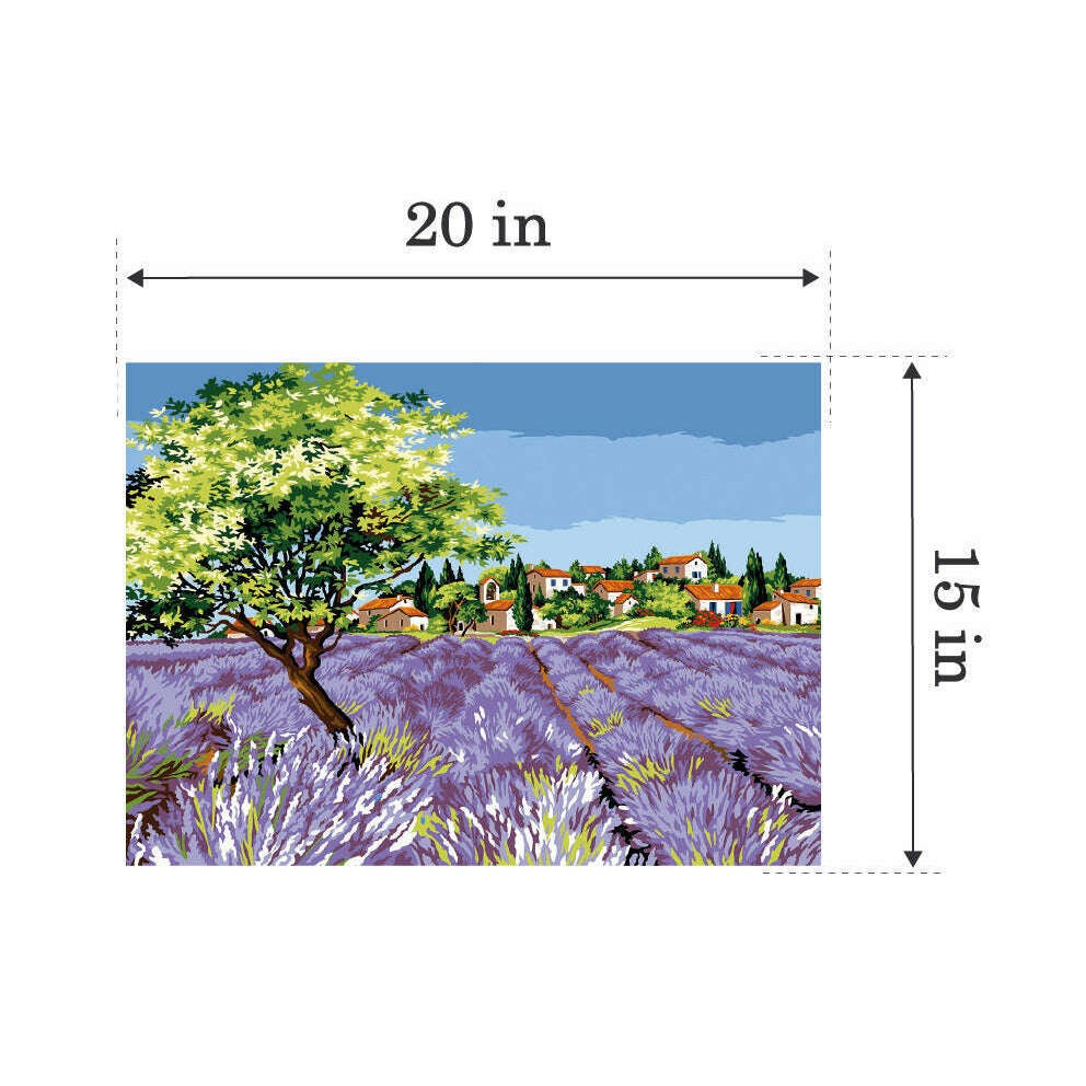 Needlepoint canvas for halfstitch without yarn The Village Olive Tree SE929.631 Seg De Paris Printed Tapestry Canvas
