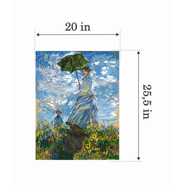 Needlepoint canvas for halfstitch without yarn The Woman With A Parasol By Monnet MRC15243 Margot de Paris Printed Tapestry Canvas