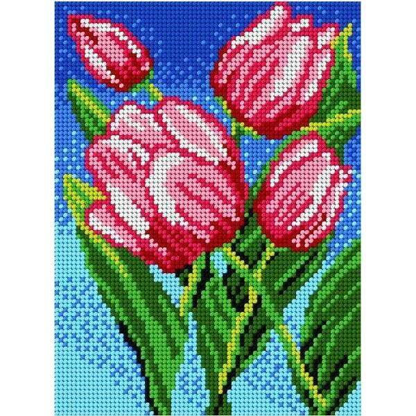 Needlepoint canvas for halfstitch without yarn Tulips 1828F - Printed Tapestry Canvas