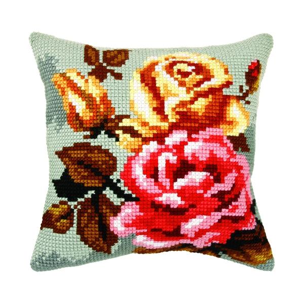 Cushion cross stitch kit "Roses on the grey background" 9357