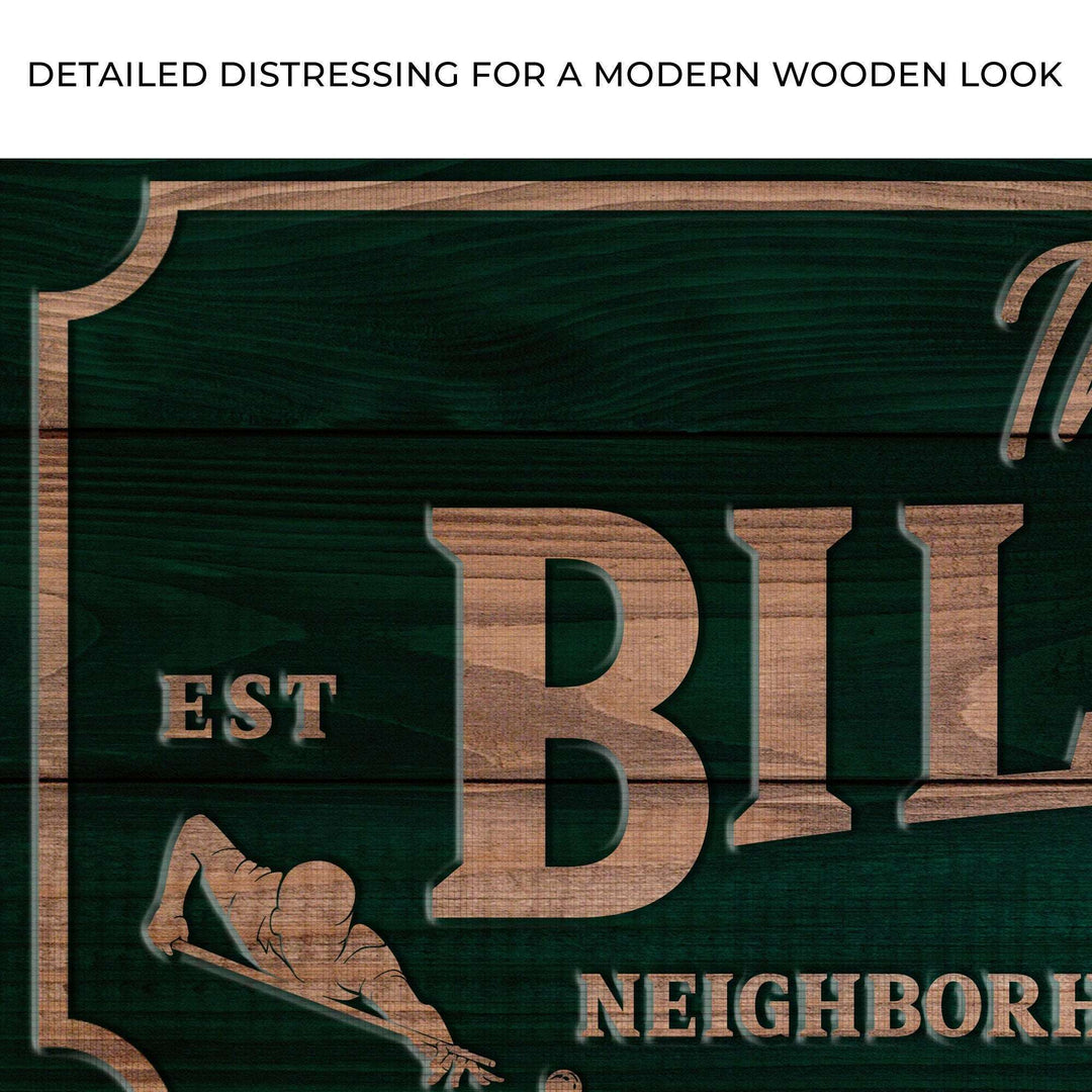 Neighborhood Pool Hall Billiards Sign