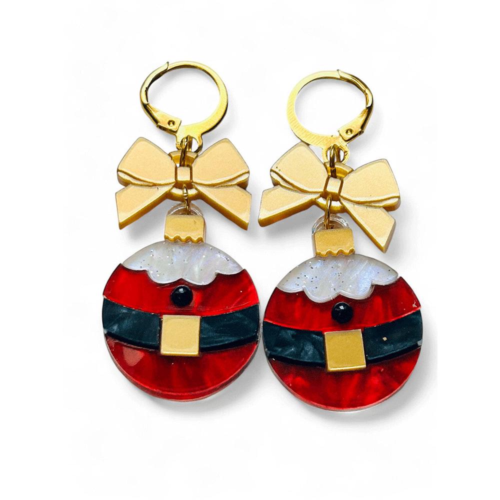 NEW! "I PICCOLINI" Earrings - Christmas Balls - Santa Claus with Bow image