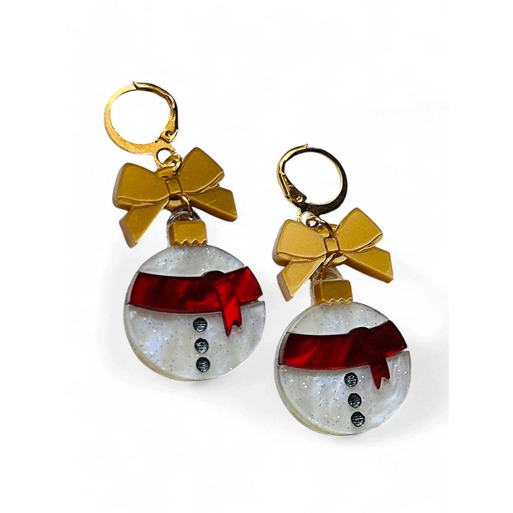 NEW! "I PICCOLINI" Earrings - Christmas Balls - Snowman with Bow image 3