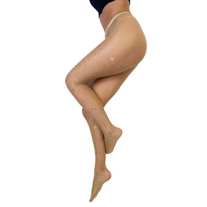 NEW! Tan Rhinestone Mardi Gras Tights