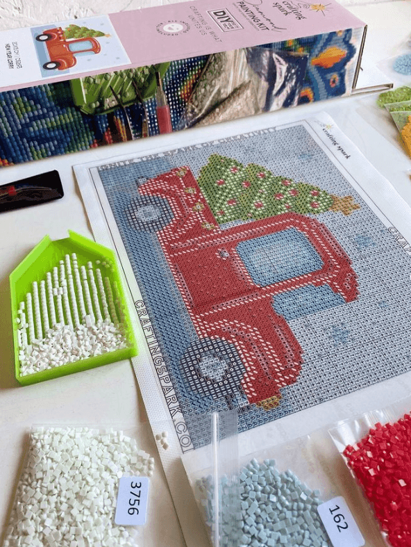 New Year Lorry CS2693 7.9 x 5.9 inches Crafting Spark Diamond Painting Kit