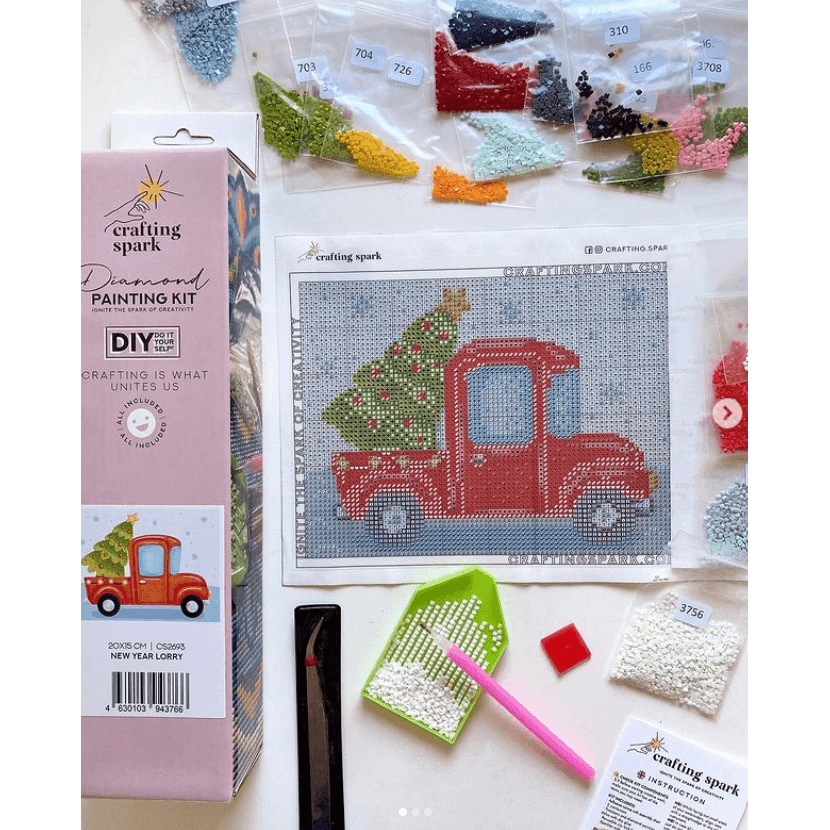 New Year Lorry CS2693 7.9 x 5.9 inches Crafting Spark Diamond Painting Kit
