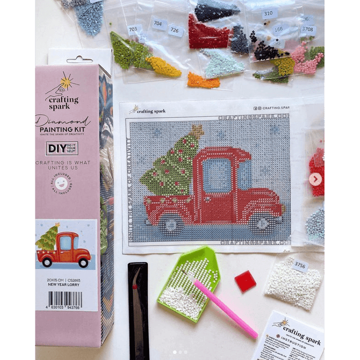 New Year Lorry CS2693 7.9 x 5.9 inches Crafting Spark Diamond Painting Kit