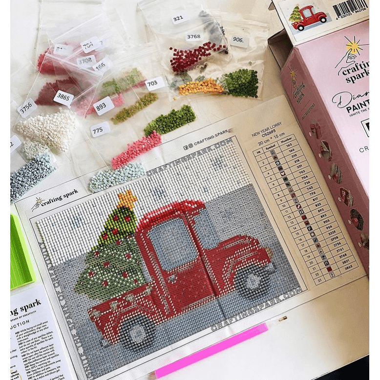 New Year Lorry CS2693 7.9 x 5.9 inches Crafting Spark Diamond Painting Kit