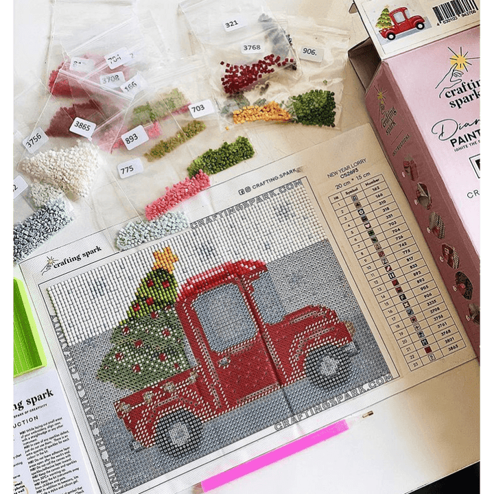 New Year Lorry CS2693 7.9 x 5.9 inches Crafting Spark Diamond Painting Kit