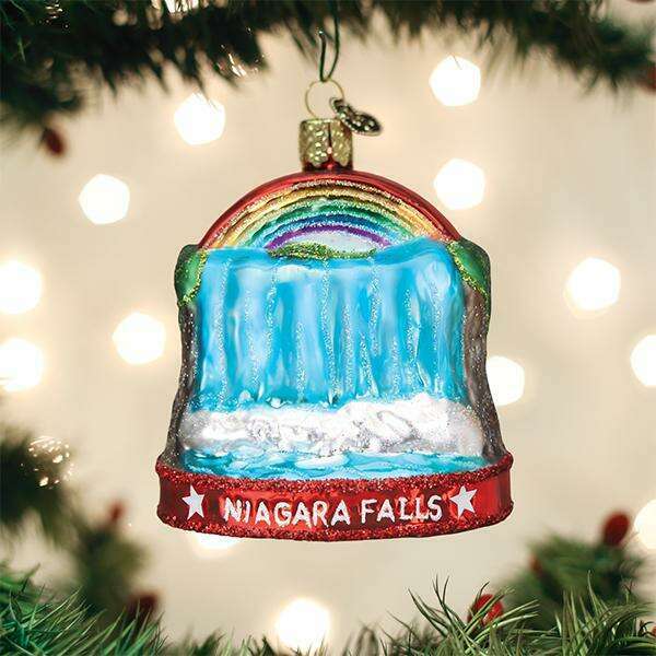 Old World Christmas Niagara Falls Blown Glass Ornament