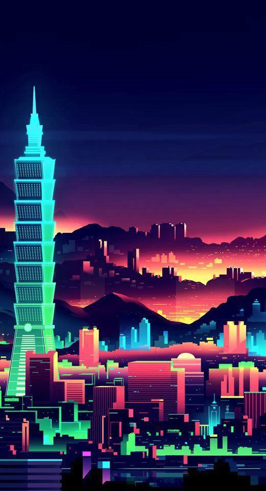 Night Skyscraper WD2336 14.9 x 27.6 inches Wizardi Diamond Painting Kit