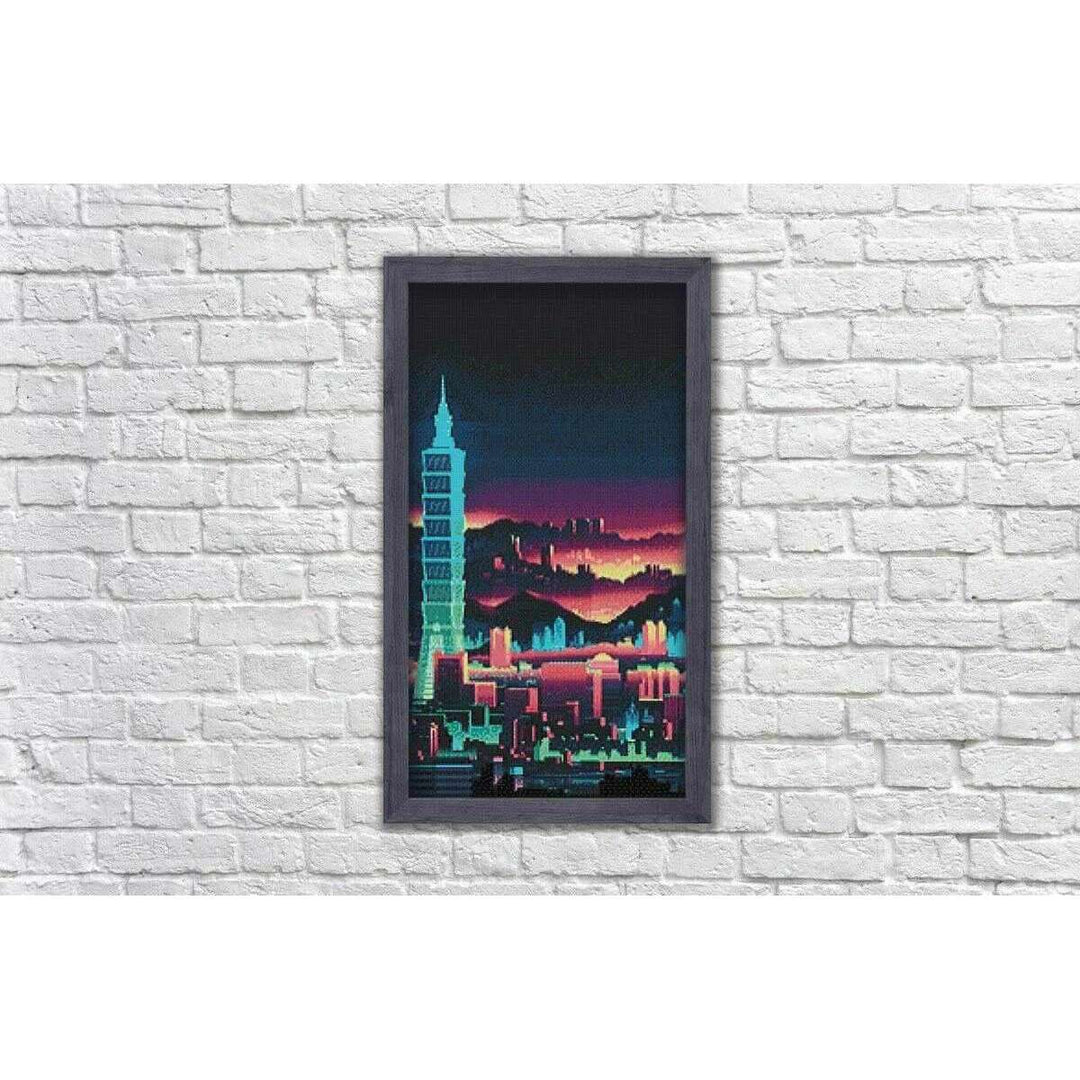 Night Skyscraper WD2336 14.9 x 27.6 inches Wizardi Diamond Painting Kit