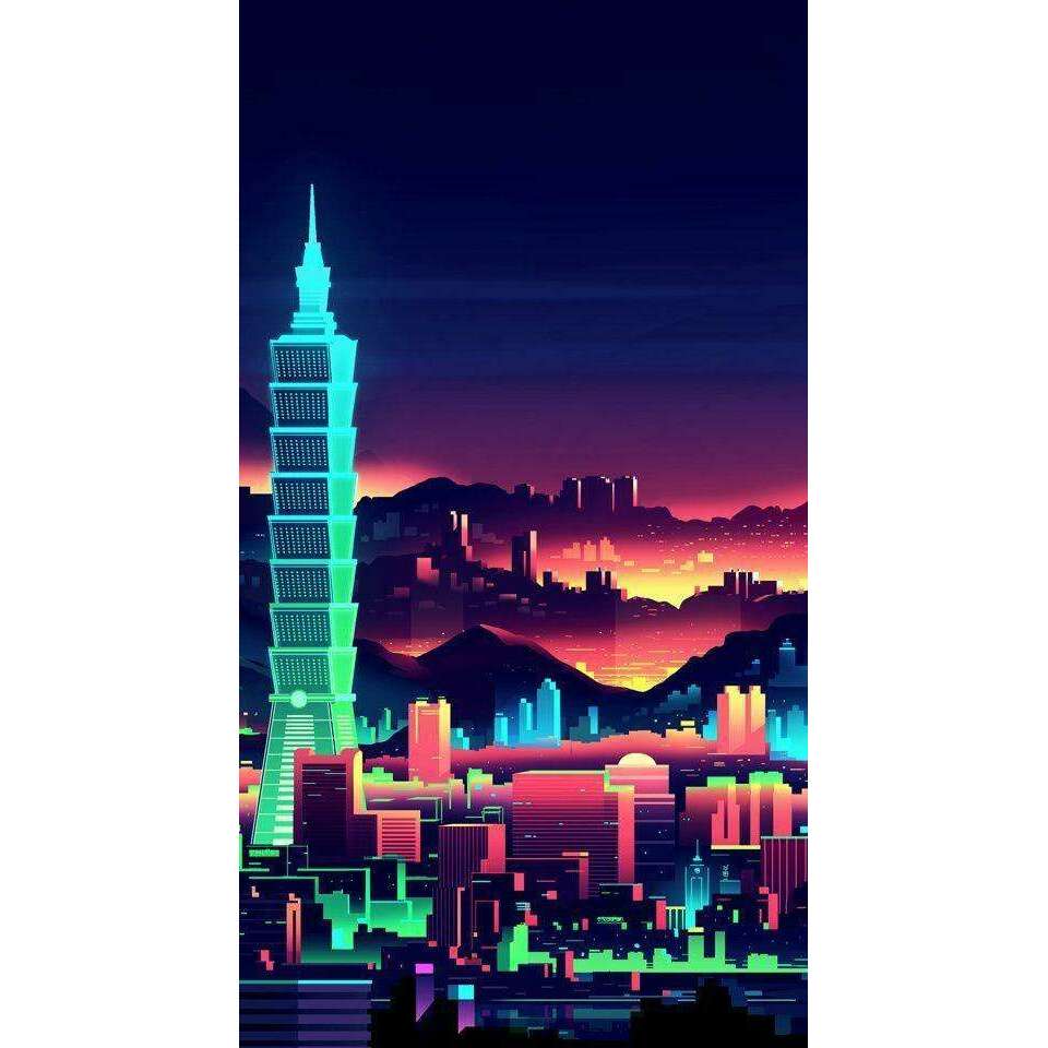 Night Skyscraper WD2336 14.9 x 27.6 inches Wizardi Diamond Painting Kit