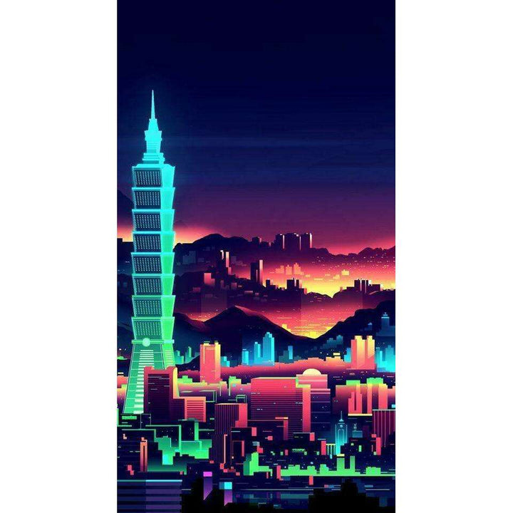 Night Skyscraper WD2336 14.9 x 27.6 inches Wizardi Diamond Painting Kit