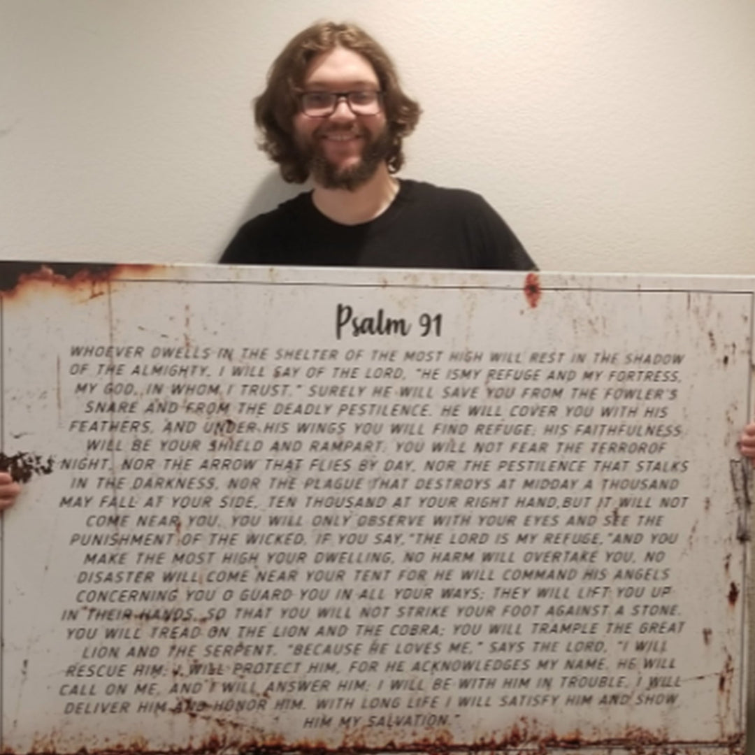 Psalm 91: He Is My Refuge – Rustic Christian Wall Art for Living Room, Religious Decor for Home