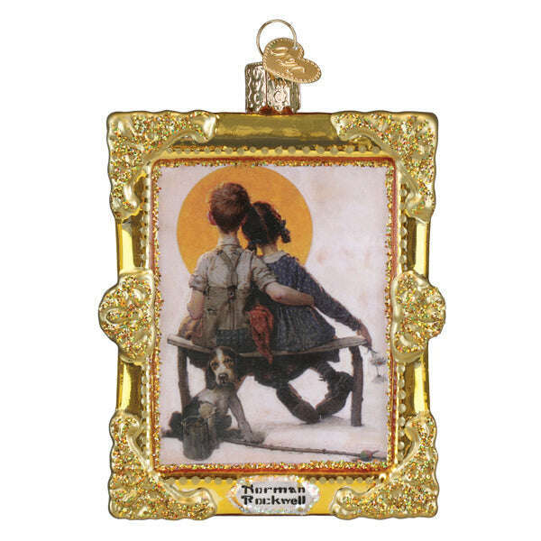 Old World Christmas Norman Rockwell Boy & Girl Blown Glass Ornament