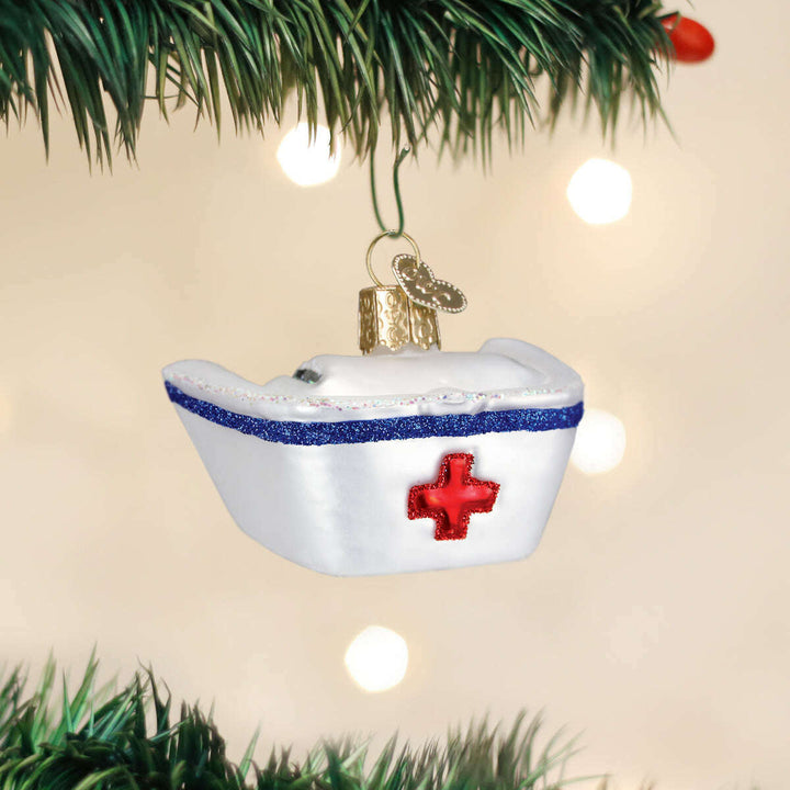 Old World Christmas Nurse's Cap Blown Glass Ornament