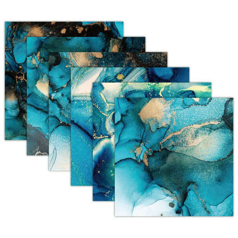 Ocean Scrapbook Paper Pack. 12 Sheets of 15.2x15.2cm Heavyweight Paper Pad F07M2-3 AC230308-06
