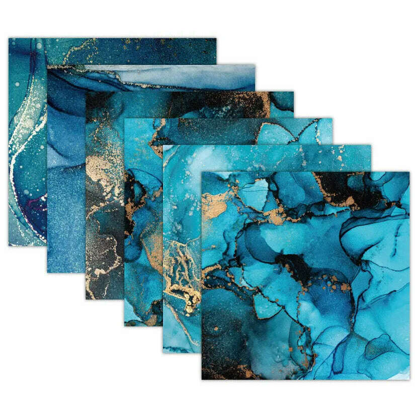 Ocean Scrapbook Paper Pack. 12 Sheets of 15.2x15.2cm Heavyweight Paper Pad F07M2-3 AC230308-06