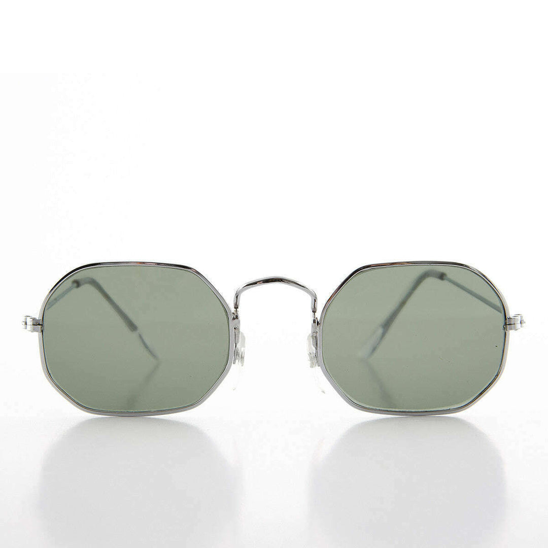 Octagonal Metal Frame Sunglass with Glass Lens - Vine
