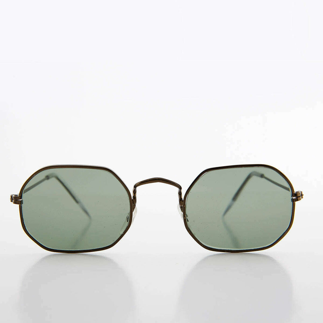 Octagonal Metal Frame Sunglass with Glass Lens - Vine