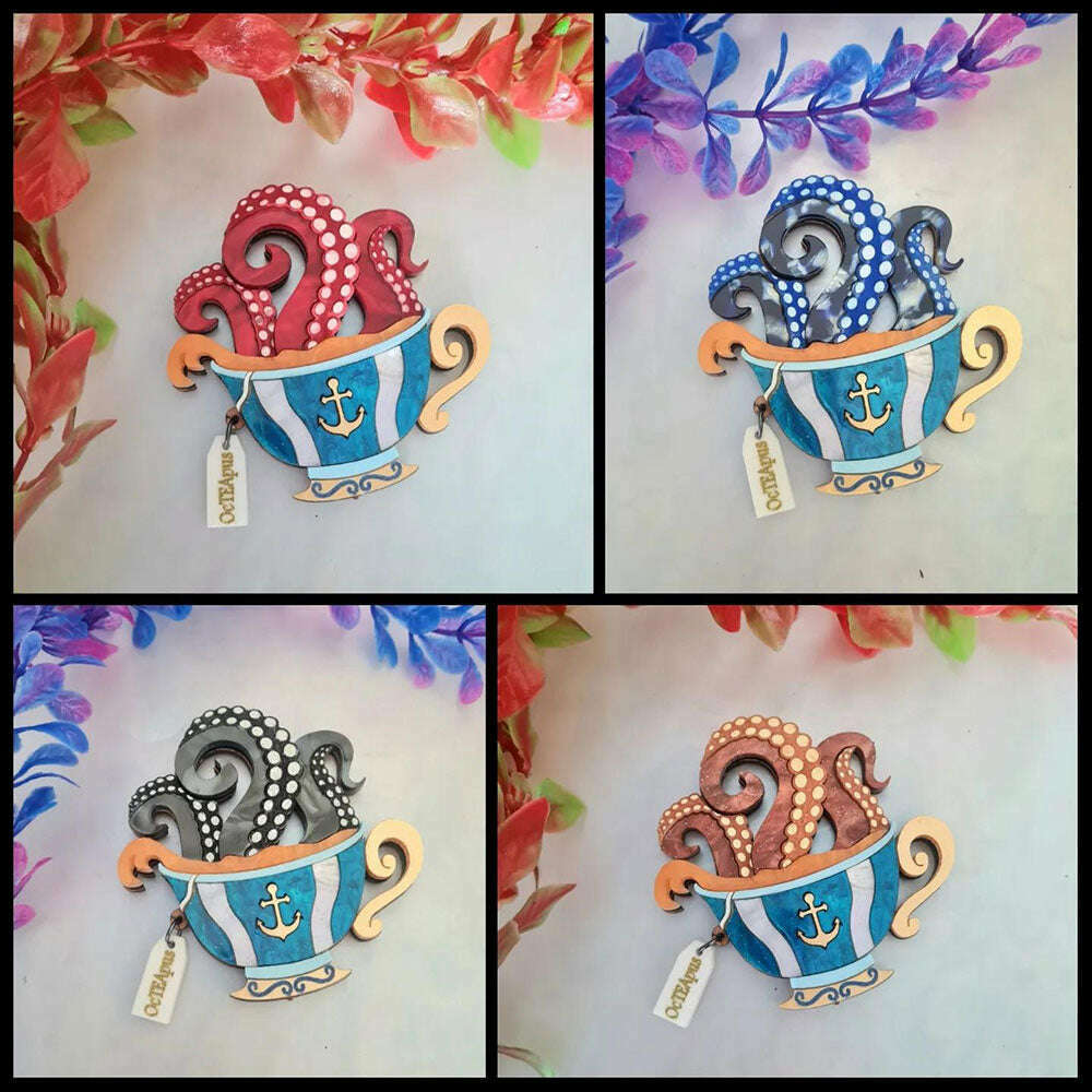 Octopus Teacup Necklace by Cherryloco Jewellery image 4