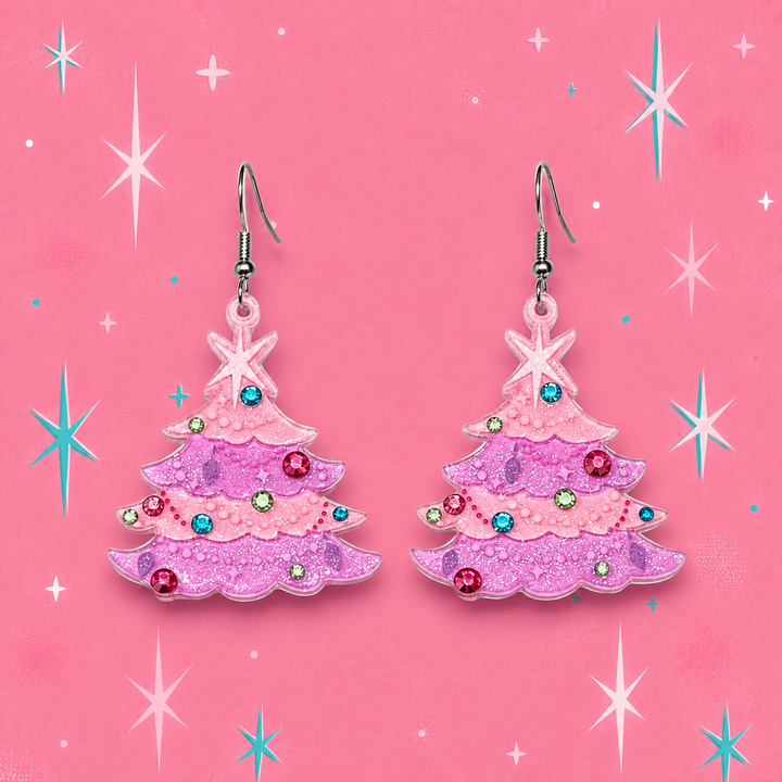 Oh Pinkmas Tree Earrings by Miss Fluff x Lipstick & Chrome