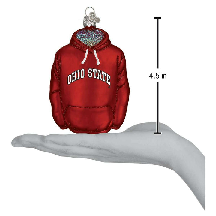Old World Christmas Ohio State Buckeyes Hoodie Blown Glass Ornament