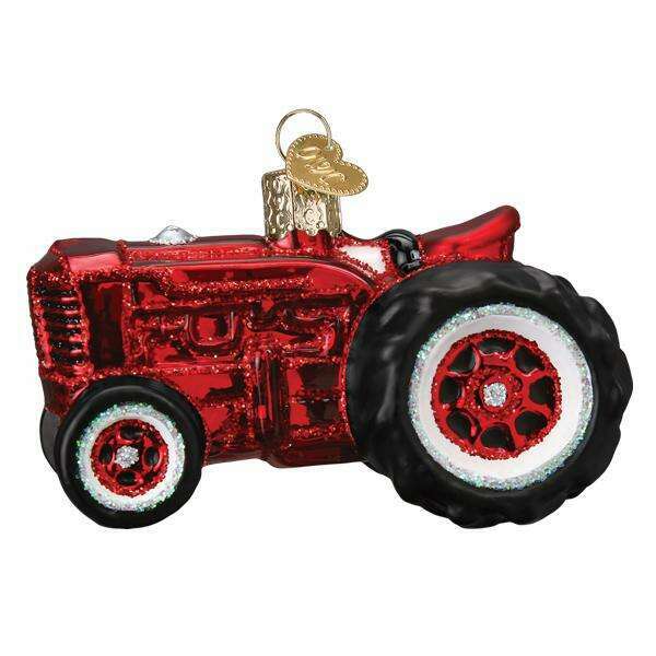 Old World Christmas Old Farm Tractor Blown Glass Ornament