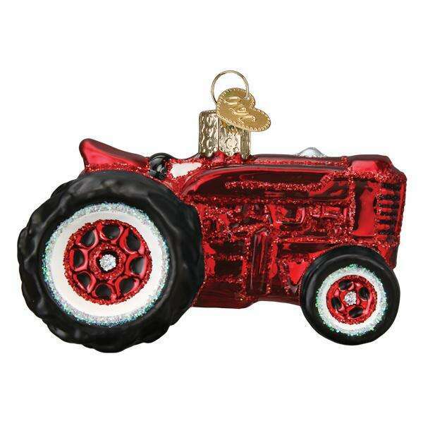 Old World Christmas Old Farm Tractor Blown Glass Ornament