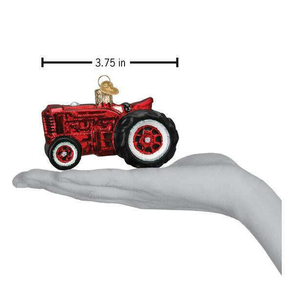 Old World Christmas Old Farm Tractor Blown Glass Ornament