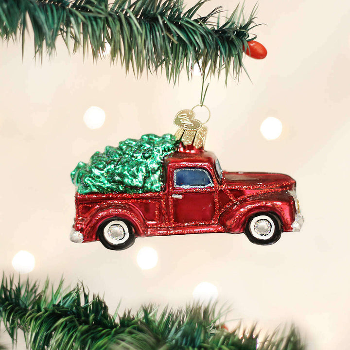 Old World Christmas Old Truck With Tree Blown Glass Ornament