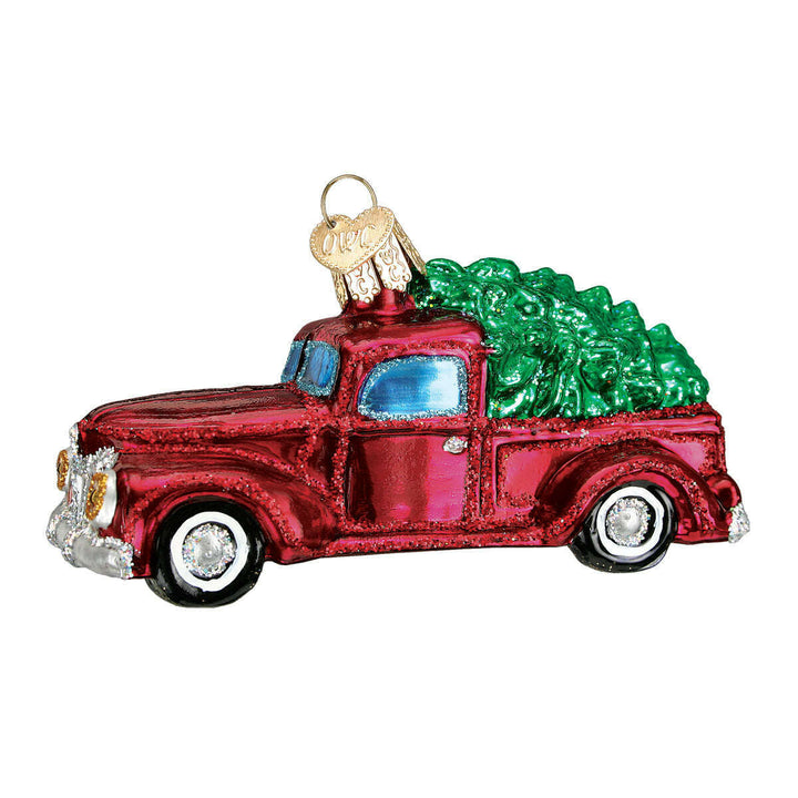 Old World Christmas Old Truck With Tree Blown Glass Ornament