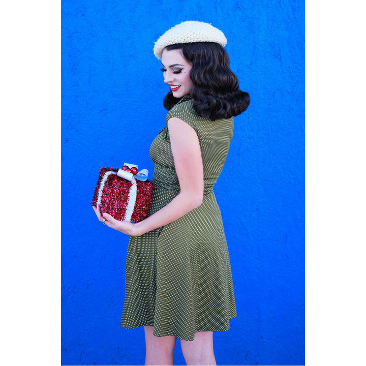 Olive Dot Bombshell Dress - Plus Sizes only