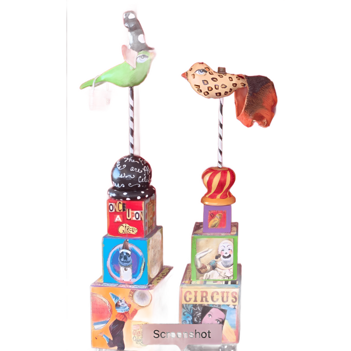 One-of-a-Kind Mixed-Media Circus Themed Art Sculptures by Kim Collister