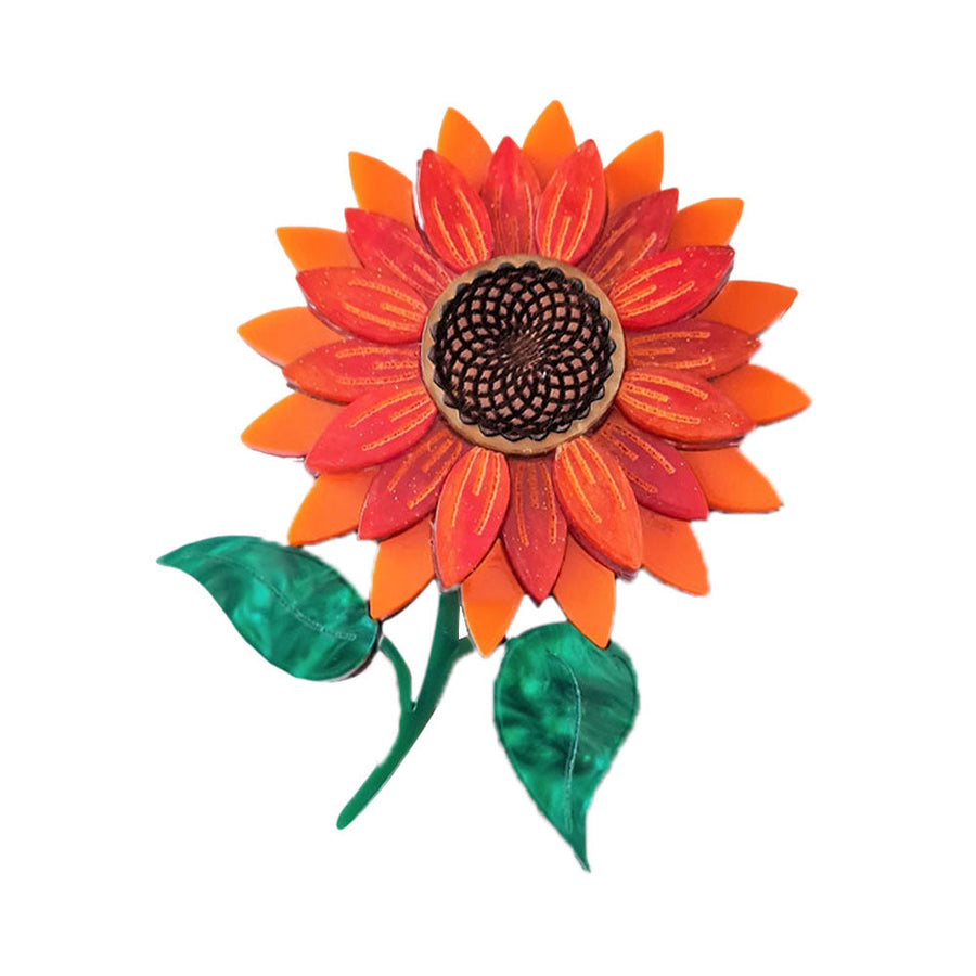 Orange Sunflower Brooch by Cherryloco Jewellery 1