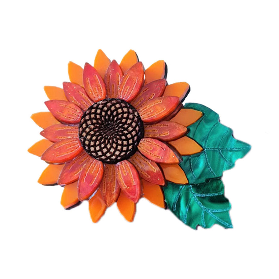 Orange Sunflower Pin Brooch by Cherryloco Jewellery 1