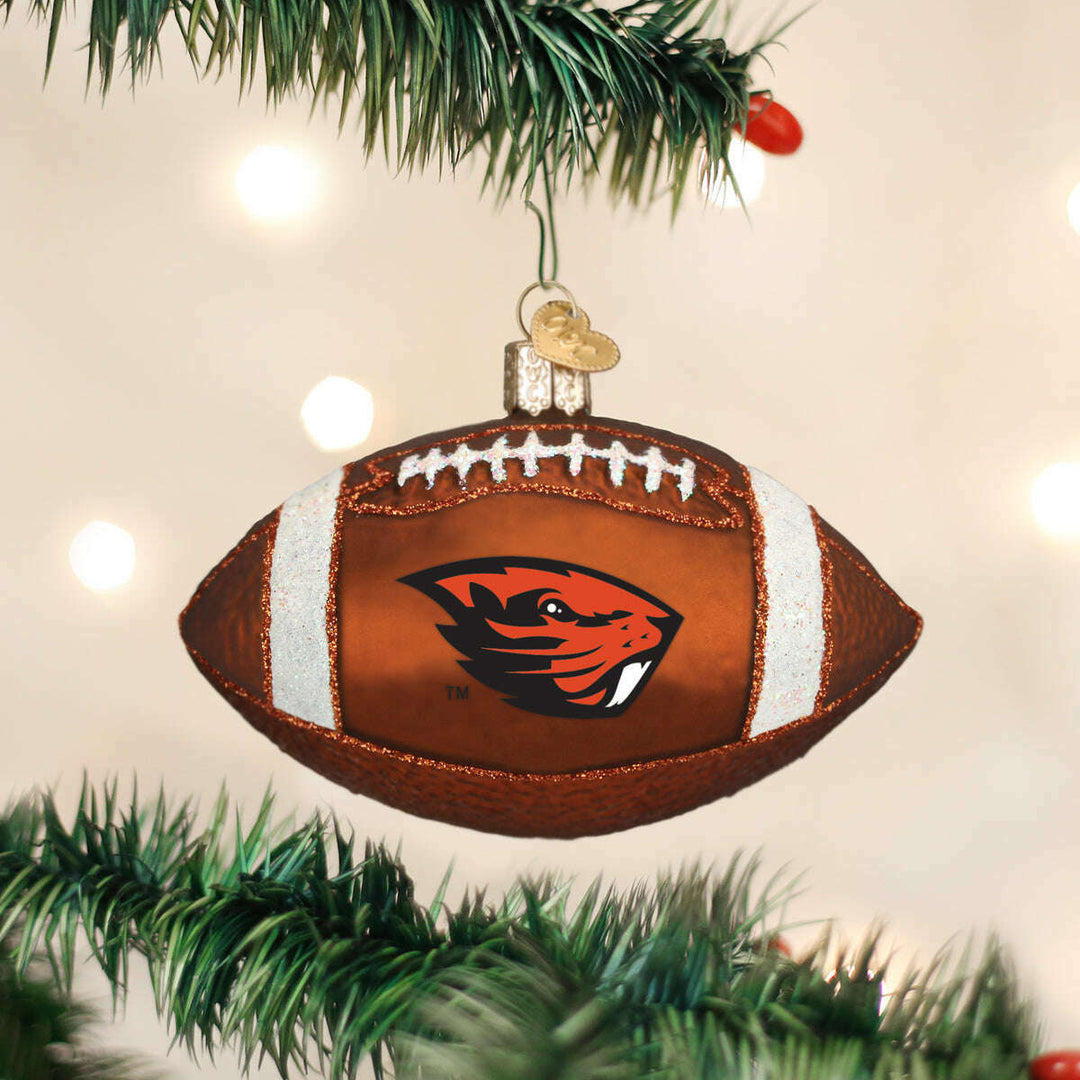 Old World Christmas Oregon State Football Blown Glass Ornament