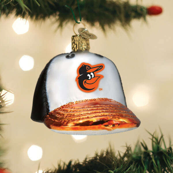 Old World Christmas Orioles Baseball Cap Blown Glass Ornament