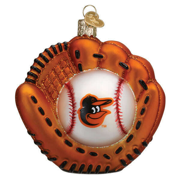 Old World Christmas Orioles Baseball Mitt Blown Glass Ornament