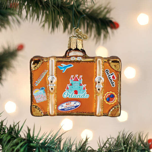 Old World Christmas Orlando Suitcase Blown Glass Ornament